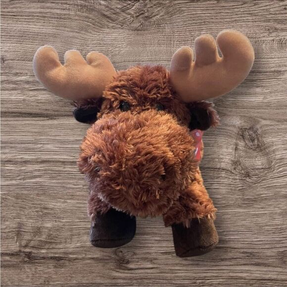 NEW Aurora Kids World Laying Moose Plush Stuffed Animal Toy Brown Tan Antlers - Picture 12 of 16